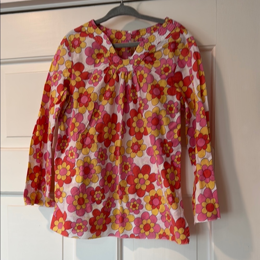 Mini Biden Floral Kids tunic Shirt - Pink and Yellow